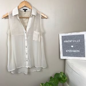 Monteau Sheer Cream Colored Sleeveless Blouse